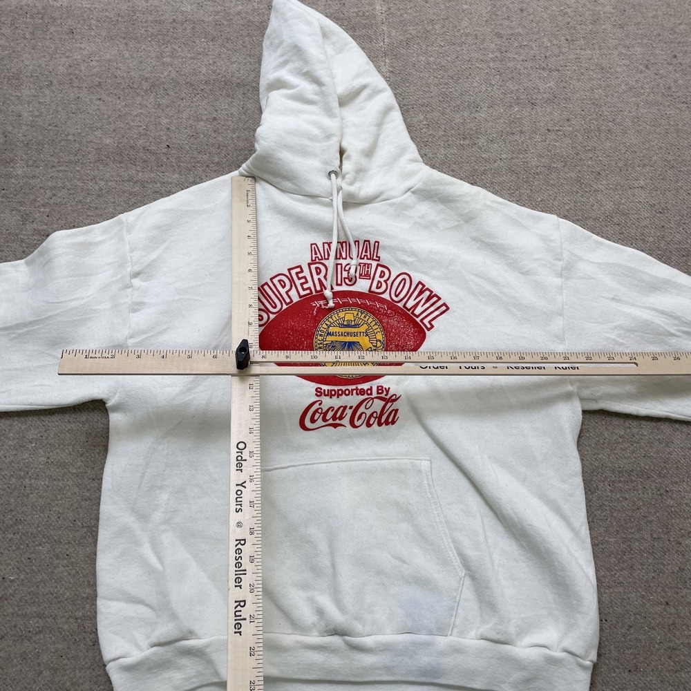 Vintage Super bowl Coca Cola Hoodie mens XL White 1990s USA - Picture 6 of 9
